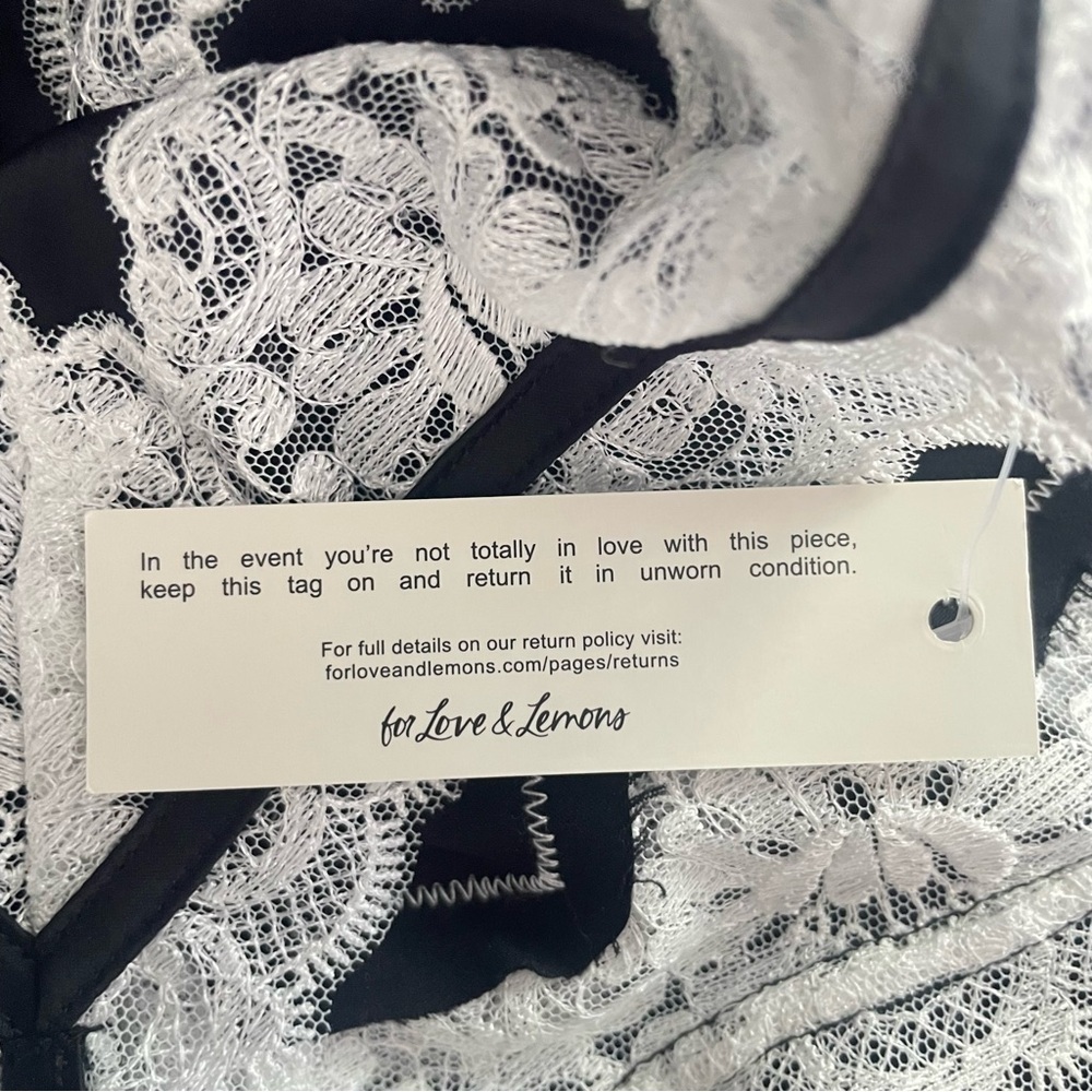 New! For Love & Lemons Maeve maxi slip dress black white lace 26479 - Picture 9 of 16